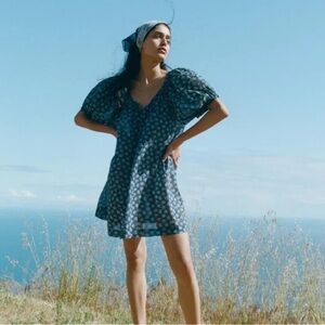 Doen Josette Blue Bedford Paisley Print Dress